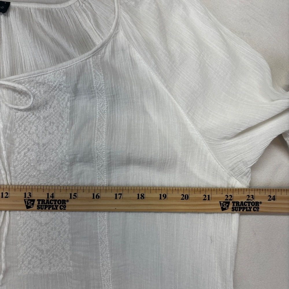 Lauren Jeans Co. Ralph Lauren Peasant Blouse Women Large White Embroidered Boho - Picture 5 of 8